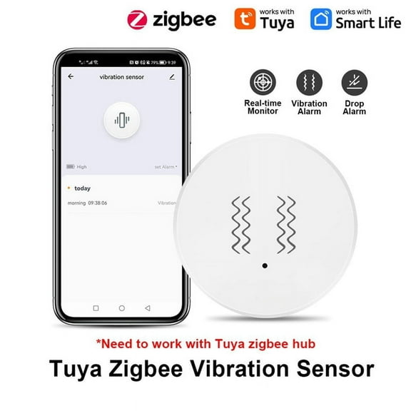 Tuya ZigBee Smart Vibration Sensor Real Time Monitoring Door Window Detection Alarm Sm y5769