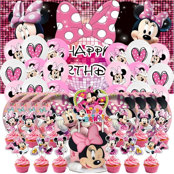 Mouse Birthday Party Supplies Balloons Plates Decoration Cake Topper Decor Tableware Banner Backdrop