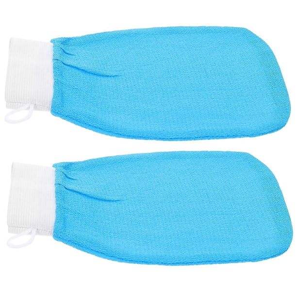 guantes exfoliantes coreanos para una exfoliación profunda de la piel y un exfoliante corporal completo, guantes de baño azules