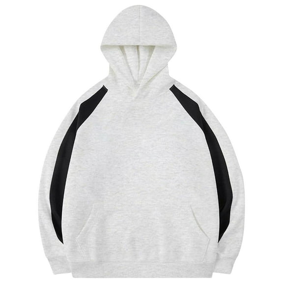 YLSDY Men's Color Block Hoodies Sweatshirt, Loose Long Sleeve Fall Winter Raglan Pullovers Workout Casual Tee Tops Gray XXXL