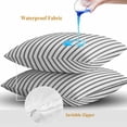thumbnail image 4 of Throw Pillow Covers 16x16 Inch Set of 2, Black Striped Waterproof Outdoor Pillow Covers, Black White Stripes Farmhouse Decorative Cushion Pillowcases for Couch, Sofa, Bed, Garden, Patio, 4 of 9