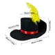 thumbnail image 2 of Sombrero de copa de fieltro negro con pluma amarilla y cinta roja, 2 of 2