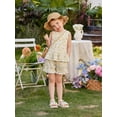 thumbnail image 4 of Arshiner Toddler Girls Summer Outfit Sleeveless Ruffle Top and Elastic Shorts Set Kids Short Set, 4 of 6