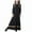 Black, variant on Fesfesfes Muslim Long Dress Solid Color Big Girls Long Sleeve Dress Crewneck Colorblock Dress Under 10$