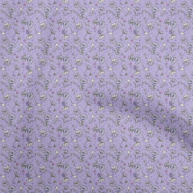 oneOone Cotton Silk Dusty Violet Fabric Floral Craft Projects Decor Fabric Printed By The Yard 42 Inch Wide