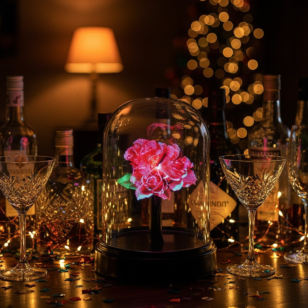 Safe 3D Hologram Fan Projector with Protective Cover, LED Advertising Display with Remote Control, Electronic Crystal Ball Effect & Music Speaker