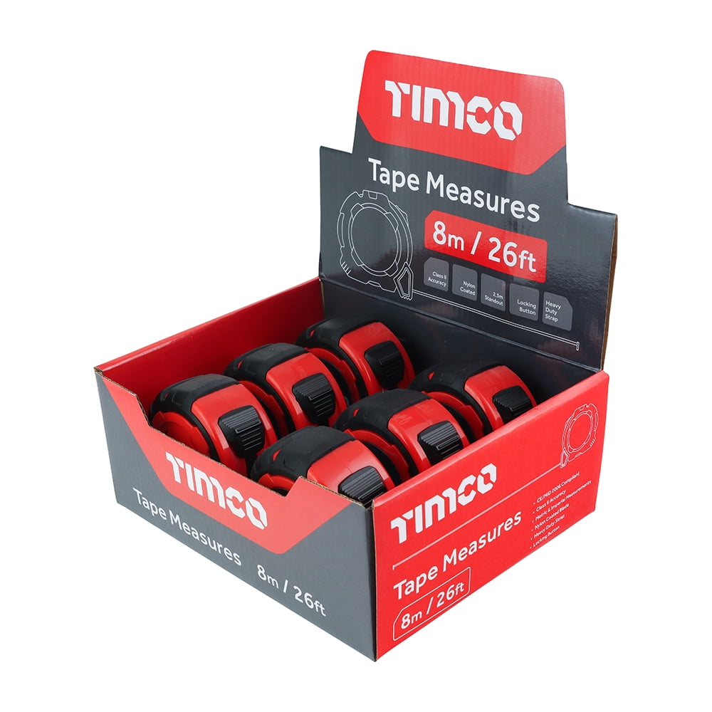 Timco - Tape Measure (Size 8m/26ft x 25mm - 1 Each)
