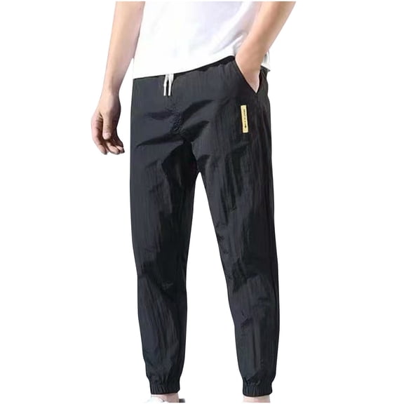 yillto Mens Lightweight Jogger Sweatpants with Pockets Elastic Waist Drawstring Casual Capri Pants