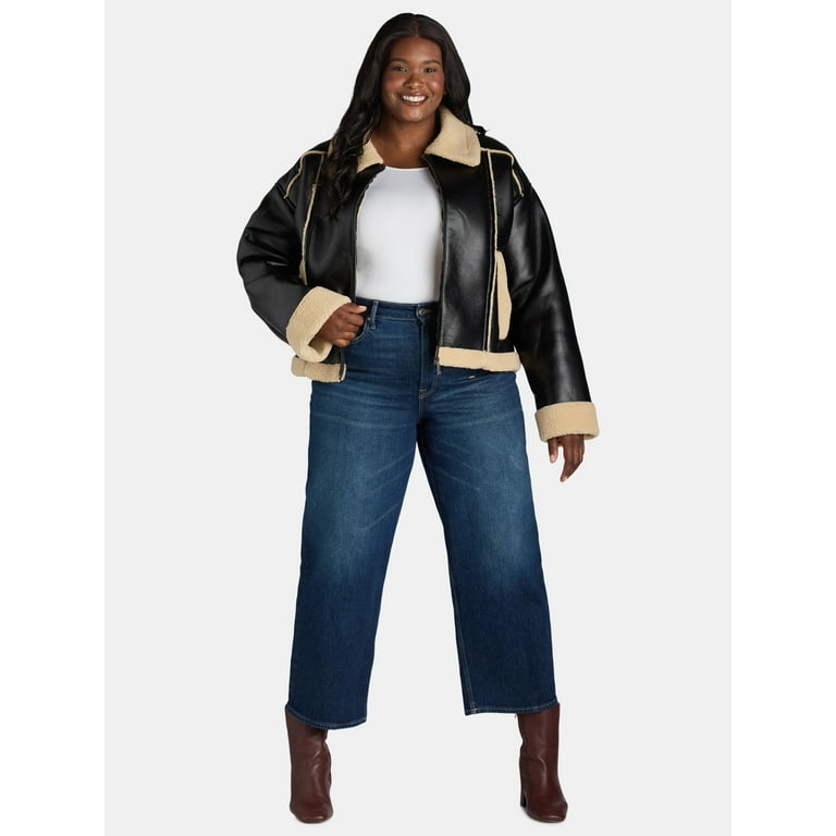 Time and Tru Women's and Women's Plus Bonded Faux Shearling Time and Tru Women's and Women's Plus Bonded Faux Shearling