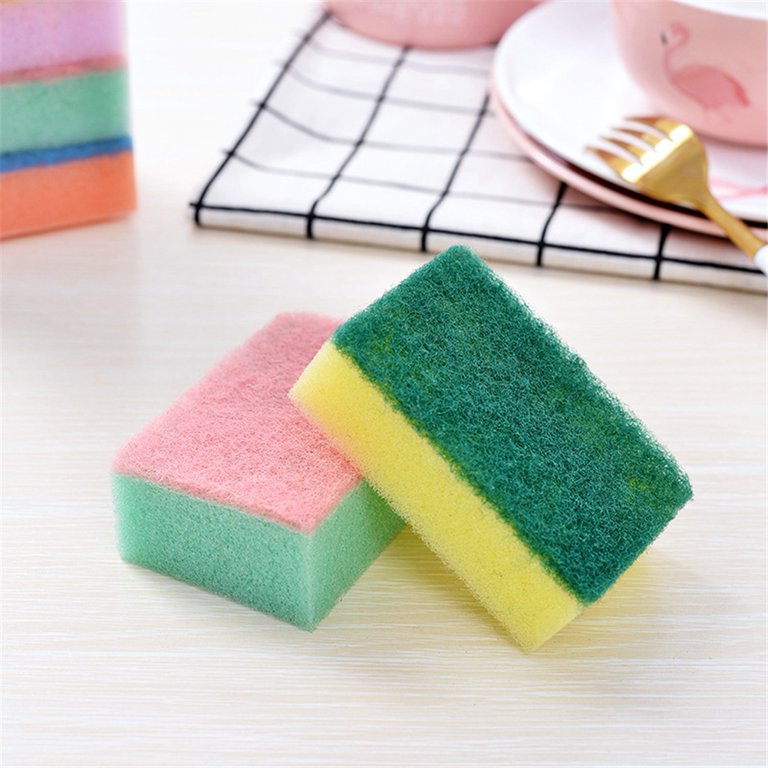 10pcs Household Dish Cleaning Sponges Colored Sponge Scouring Pad Kitchen  Tool