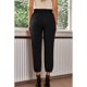 thumbnail image 4 of Pantalones Casuales Largos Color Puro Talle Alto Bolsillos Laterales Puños Cónicos Pantalones Sueltos Para Mujer Negro M, 4 of 6