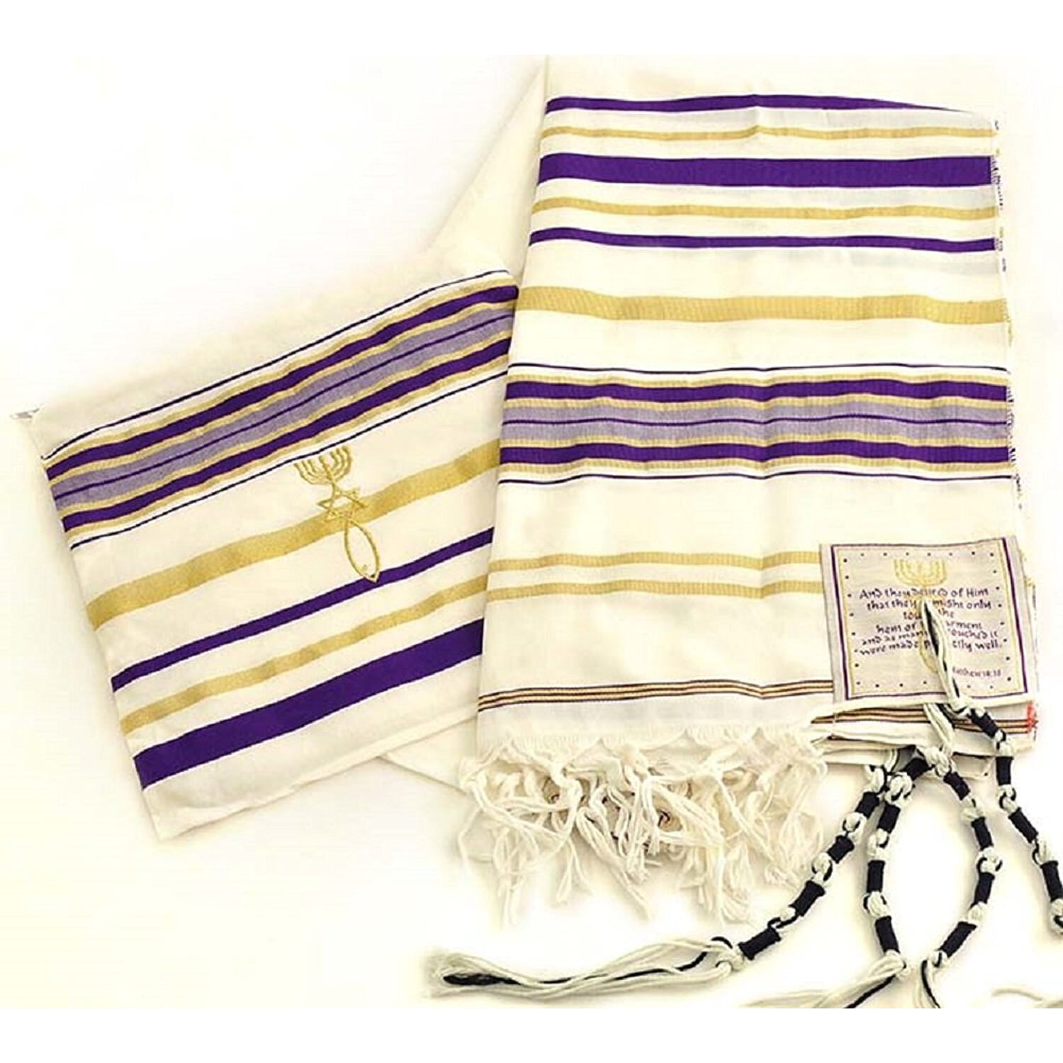 4 Black-2 Messianic New Covenant Prayer Shawls Tallits 72x22 in Matching Bags Jerusalem Four Purple-2