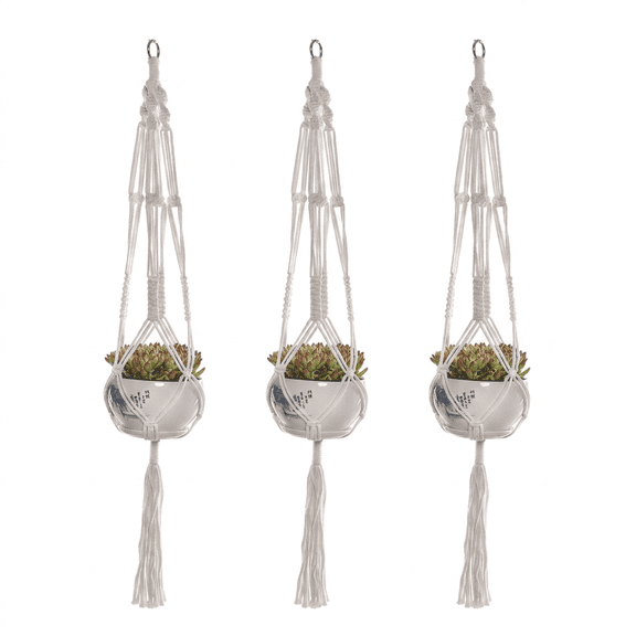 ROSEXIXI 3 Pack Hanging Planters for Indoor Plants 41 Inch Macrame Plant Hanger Hand Woven Flower Basket
