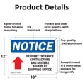 thumbnail image 2 of (2 Pack) Delivery Entrance Contractors OSHA Notice Sign 18 Inch X 12 Inch Indoor / Outdoor Rust-Free Aluminum Metal Signs for Workplace, Workshop, and Construction Site, Made in the USA, 2 of 8