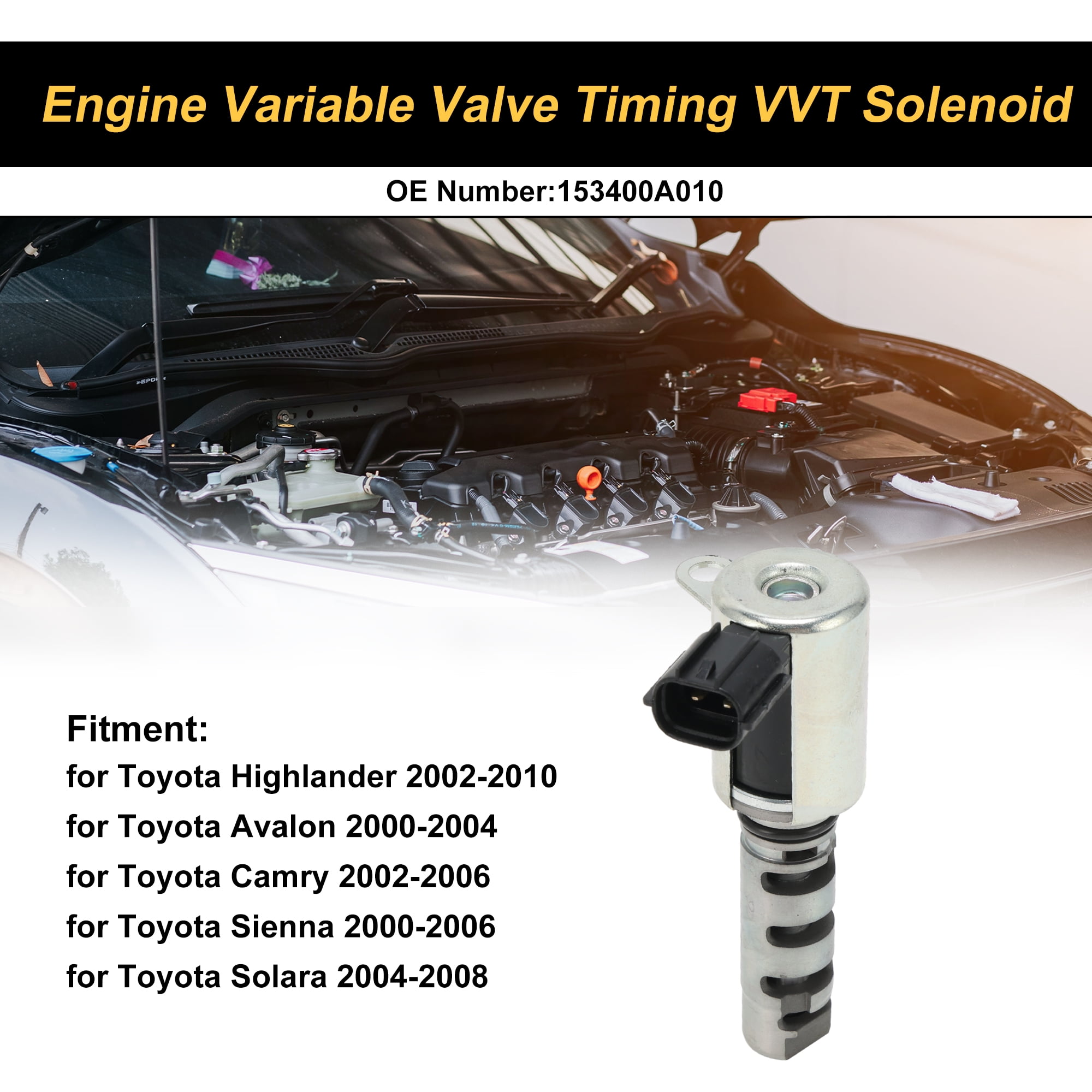 Unique Bargains Engine Variable Valve Timing VVT Solenoid for Toyota Highlander 2002-2010 Engine Camshaft Oil Control Valve No.153400A010 Silver Tone 1 Pcs