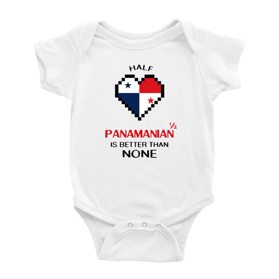 Half Panamanian Is Better Than None Cute Baby Bodysuit Romper (White, 12-18 Months)
