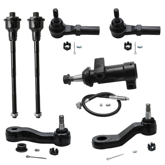 Detroit Axle - Front 7pc Suspension Kit for Chevrolet Silverado Sierra GMC Avalanche Suburban Yukon XL 1500 2500 3500 HD, 4 Tie Rods 1 Idler Arm 1 Pitman Arm 1 Idler Bracket Pivot Replacement