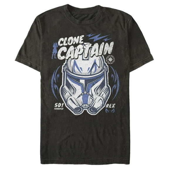 Men's Star Wars: The Clone Wars Captain Head Shot Portrait  Graphic Tee Black Medium