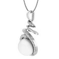 thumbnail image 2 of Dazzlingrock Collection 8 mm Round Freshwater Pearl & White Diamond Elegant Swirl Pendant for Women with 18 Inch Gold Chain in 18K White Gold, 2 of 5