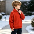 thumbnail image 3 of Quarter Zip Sweatshirt Boys Girls Waffle Casual Loose Fashion Fall Winter Tops Lapel Long Sleeve Pullover (9Years, Red), 3 of 7