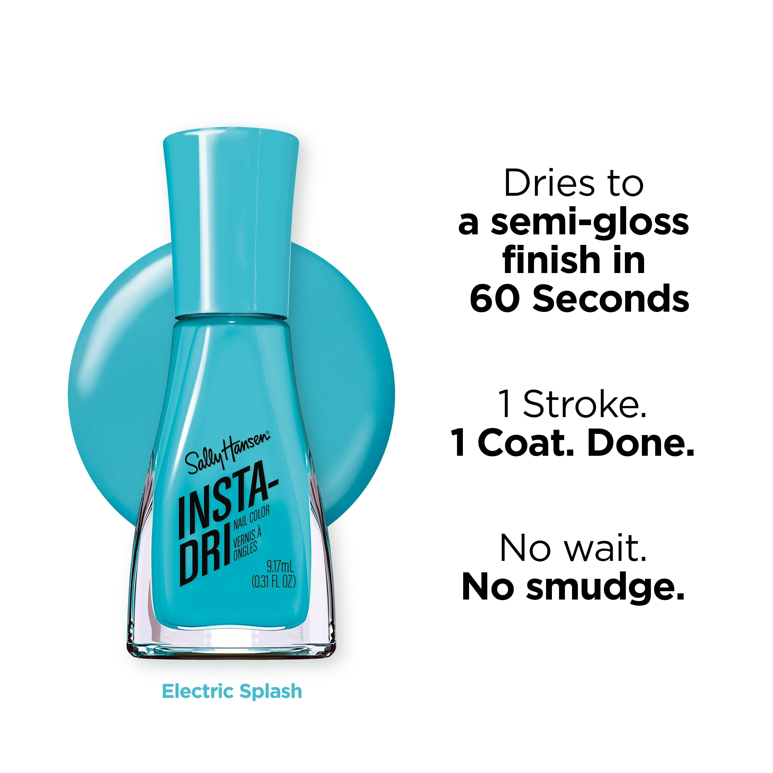 Sally Hansen Insta-Dri Electric Feels Quick-Dry Nail Polish, Electric Splash, 0.31 fl oz