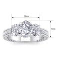 thumbnail image 5 of SuperJeweler 2 1/2 Carat Moissanite Oval Shape Three Stone Ring in 14 Karat White Gold for Women, 5 of 6