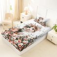 thumbnail image 2 of Manfei Cute Cat Twin Fitted Sheet, Cartoon Kitten Animal Bedding, Pink White, 2-Piece, 1 Fitted Sheet and 1 Pillowcase, 2 of 6