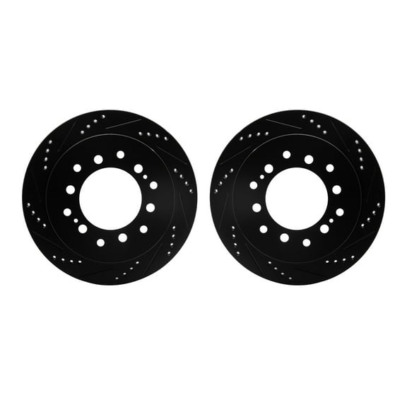 Dynamic Friction Company Rear Brake Rotors-Drilled and Slotted-Black 8002-76112