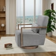 thumbnail image 3 of 30.3"W Swivel Modern Upholstered Accent Chair with Solid Wood Armrests,Side Armchair with 360 Degree Rotation for Hotel,Bedroom,Living Room,Office,and Nursery Room,Gray, 3 of 9