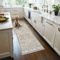 thumbnail image 3 of YOUFORTONG 2x6 Washable Hallway Runner Rug, Vintage Distressed Farmhouse Rug Non Slip, Stain Resistant Floor Mat for Entryway Kitchen Laundry Living Room Bedroom Bathroom,Beige, 3 of 7