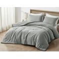 thumbnail image 2 of Chezmoi Collection Cliff 3-Piece Lightweight Cooling Comforter Set, King, Rayon Derived from Bamboo & Polyester Blended, Soft Breathable Bedding for Hot Sleepers, Light Gray, 2 of 9