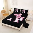 thumbnail image 2 of Erosebridal Cute Coquette Bows Bed Sheets,Girls Pink Bowknot A Alphabet King Sheets For Kids 4pcs, 2 of 6