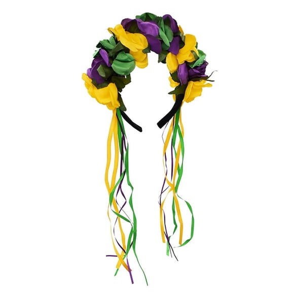 Yokua Mardi Gras Costume Accessory Colorful Ribbon Headband for Themed Event