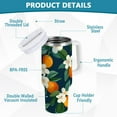 thumbnail image 2 of Yayeee 40oz Double-Wall Insulated Stainless Steel Tumbler with Handle Bottle, Orange Fruit, 2 of 8