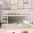 thumbnail image 2 of ARCTICSCORPION Low Bunk Bed,Full Over Full Floor Bunk Bed with Guardrails and 2 Ladders,Solid Wood Bunk Bed Frame with Wood Slats Support for Boys Girls Dorm Bedroom,No Spring Box Required, White, 2 of 7