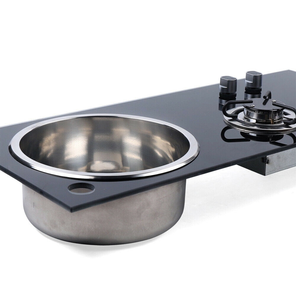 WUZSTAR 2 Burners Gas Camping Stove Hob Sink Combo for Boat Caravan RV Camper , Easy to Clean