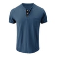 thumbnail image 3 of FRSASU Men's Dressy Crew Neck Shirts Casual Button Down Shirt Henley Short Sleeve Comfort Colors T-shirts Navy, 3 of 8