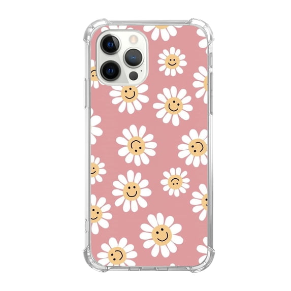 Pink White Daisies Case Compatible with iPhone 14 Pro,Unique Art Design TPU Bumper Cover Case