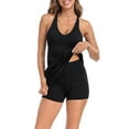 thumbnail image 2 of HDE Women's V-Neck Exercise Dress with Built in Bra and Separate Shorts Black L, 2 of 6