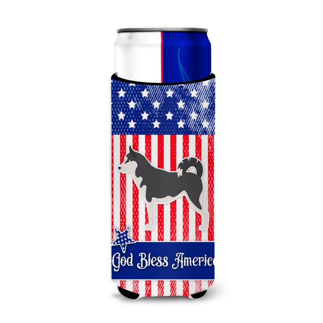 Caroline's Treasures USA Patriotic Siberian Husky Michelob Ultra Hugger para latas delgadas, lata delgada, multicolor Caroline's Treasures BB3380MUK