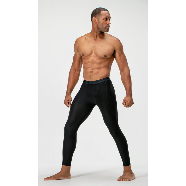 DEVOPS 2 Pack Men's Compression Pants Athletic Leggings (Large, Black/White)  