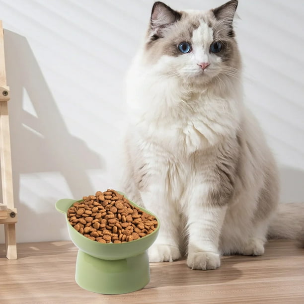 Comedero Elevado de Gran Capacidad para Gatos | Comedero Elevado de Plástico para Gatos | Diseño Ancho y Poco Profundo para Proteger Los Bigotes | Base Antideslizante para Mayor Estabilidad | Ideal p