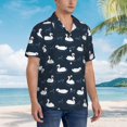 thumbnail image 2 of KLL Men's Hawaiian Shirt Short Sleeve Button Down Beach Shirts-Cartoon Swan, 2 of 5
