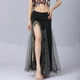 thumbnail image 2 of QATAINLAV Belly Dance Skirt for Women Mesh Side Split Long Skirts Sequin Mermaid Bodycon Wrap Hip Skirt Black, 2 of 7
