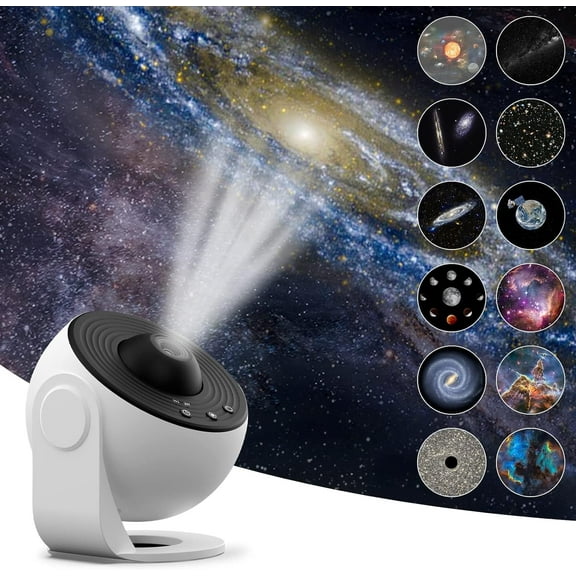 Planetarium Galaxy Star Projector, 12 In 1 Rotating Nebula Projector with Lighted Solar System for Kids, Suitable for Bedroom Room Atmosphere Decoration, White