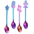 thumbnail image 4 of 4Pcs Stainless Steel Christmas Spoons Party Cutlery 5 inch Dessert Spoons Dessert Teaspoons Sugar Spoons for Ice Cream Coffee , Colorful, 4 of 9