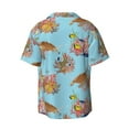 thumbnail image 5 of Uemuo Turtles And Corals Pattern Cotton Linen Short Sleeve Shirts,Casual Lightweight Button Down Shirts,Vacation Beach Summer Tops-XX-Large, 5 of 7