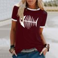 thumbnail image 2 of Pompotops T-shirt Mode Décontracté Imprimé Col Rond Manches Courtes Ample Blouse Pull, 2 of 4