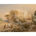 thumbnail image 2 of Samuel Palmer 24x20 Black Ornate Framed Double Matted Museum Art Print Titled: Harvest Field and the Monastery of La Vocatella, Near Corps of Cava (Mid-1840s), 2 of 5