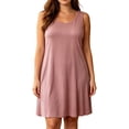thumbnail image 2 of Asxite Plus Size Womens Pajamas Loose Breathable Sleeveless Crew Neck Soft Knit Solid Sleep Dress, 2 of 7